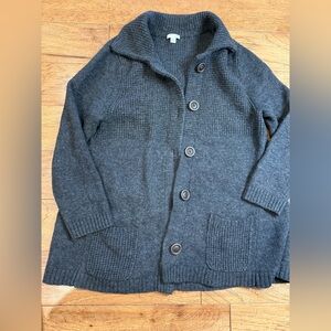 Jjill women’s wool blend Gray Button-Up Sweater size large